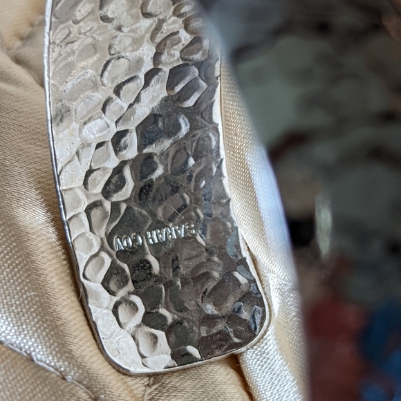 Sarah Coventry Bracelet Hammered Silver Tone Cuff statement Hardware chu… - Picture 5 of 7